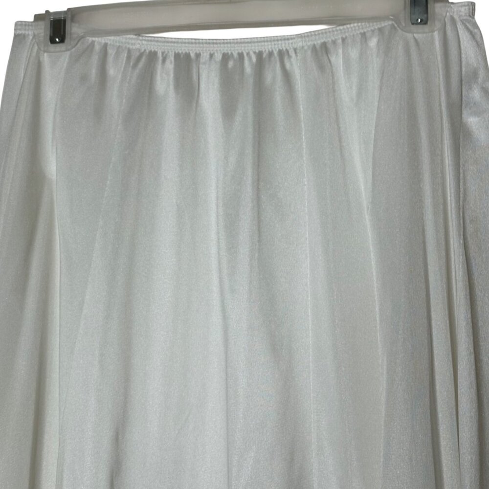 Vintage White Nylon Half Slip Skirt Lace Hem 28 Inch Elastic Waist XL Made USA - Picture 6 of 6